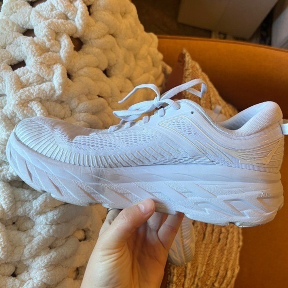 Hoka One One Men's White/White Bondi 7, White, Size 8 - Picture 9 of 11